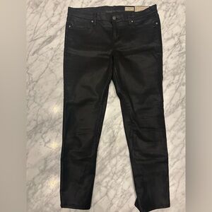 All Saints Brodie Coated Crop Black Low Rise Skinny Jeans size 32
